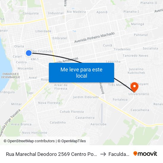 Rua Marechal Deodoro 2569 Centro Porto Velho - Ro 76801-106 Brasil to Faculdade Uniron map