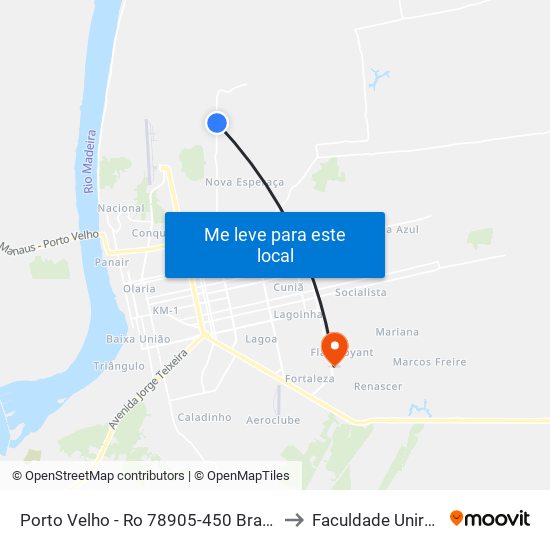 Porto Velho - Ro 78905-450 Brasil to Faculdade Uniron map