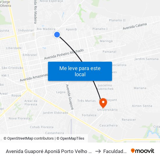 Avenida Guaporé Aponiã Porto Velho - Ro 78908-441 Brasil to Faculdade Uniron map