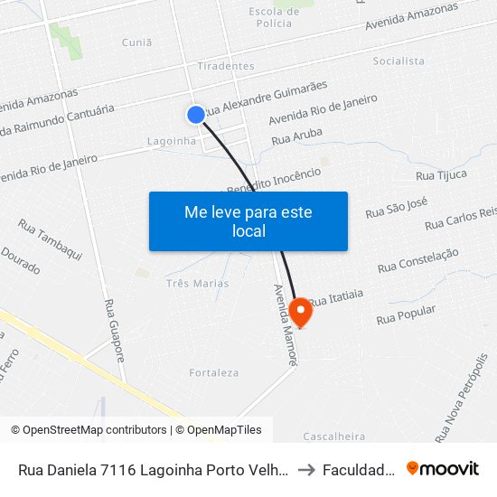Rua Daniela 7116 Lagoinha Porto Velho - Ro 78910-100 Brasil to Faculdade Uniron map