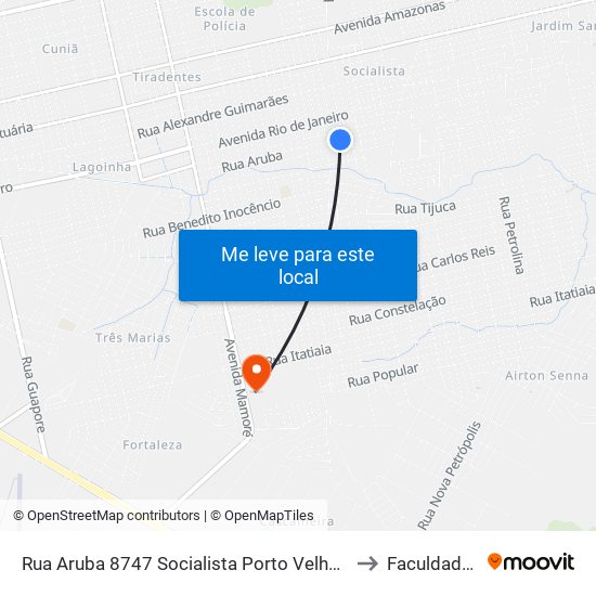 Rua Aruba 8747 Socialista Porto Velho - Ro 78910-521 Brasil to Faculdade Uniron map