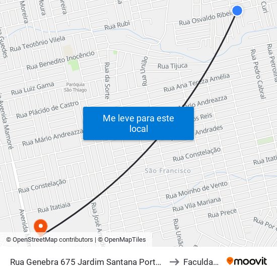 Rua Genebra 675 Jardim Santana Porto Velho - Ro 78910-790 Brasil to Faculdade Uniron map