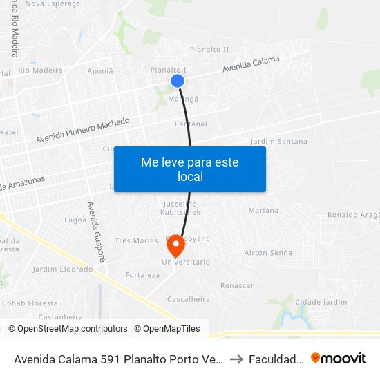 Avenida Calama 591 Planalto Porto Velho - Ro 78908-010 Brasil to Faculdade Uniron map