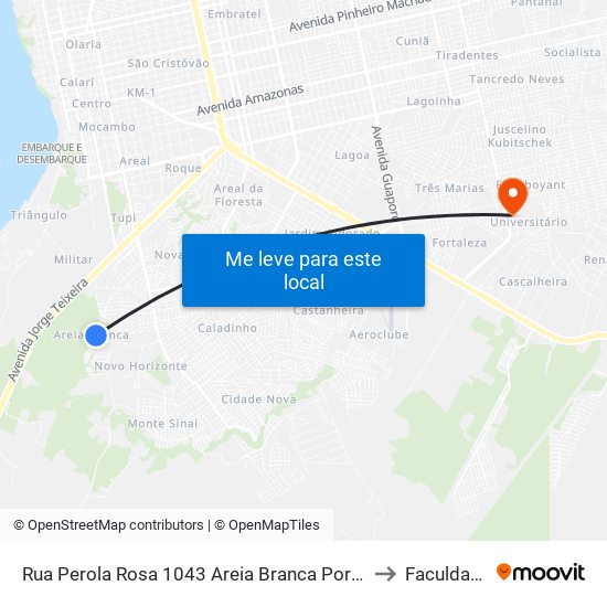 Rua Perola Rosa 1043 Areia Branca Porto Velho - Rondônia 76809 Brasil to Faculdade Uniron map