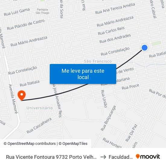 Rua Vicente Fontoura 9732 Porto Velho - Rondônia 76813 Brasil to Faculdade Uniron map