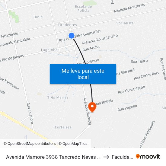 Avenida Mamore 3938 Tancredo Neves Porto Velho - Rondônia 76829 Brasil to Faculdade Uniron map