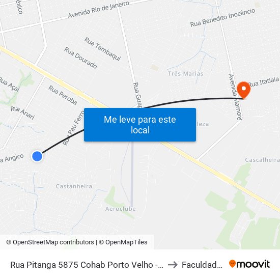 Rua Pitanga 5875 Cohab Porto Velho - Rondônia 78911 Brasil to Faculdade Uniron map