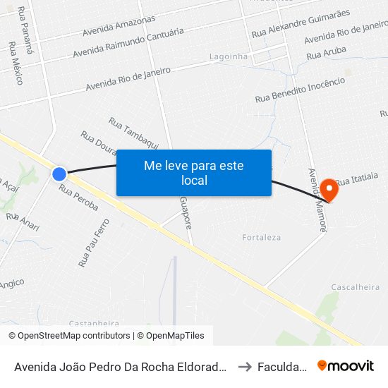 Avenida João Pedro Da Rocha Eldorado Porto Velho - Rondônia Brasil to Faculdade Uniron map