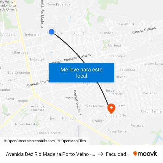 Avenida Dez Rio Madeira Porto Velho - Rondônia 76831 Brasil to Faculdade Uniron map