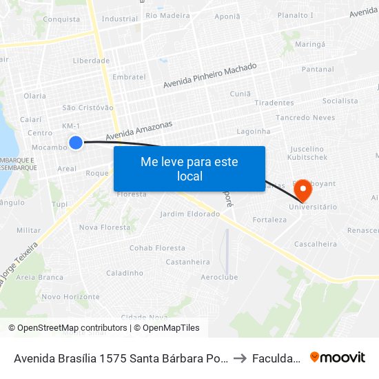 Avenida Brasília 1575 Santa Bárbara Porto Velho - Ro 78916-800 Brasil to Faculdade Uniron map