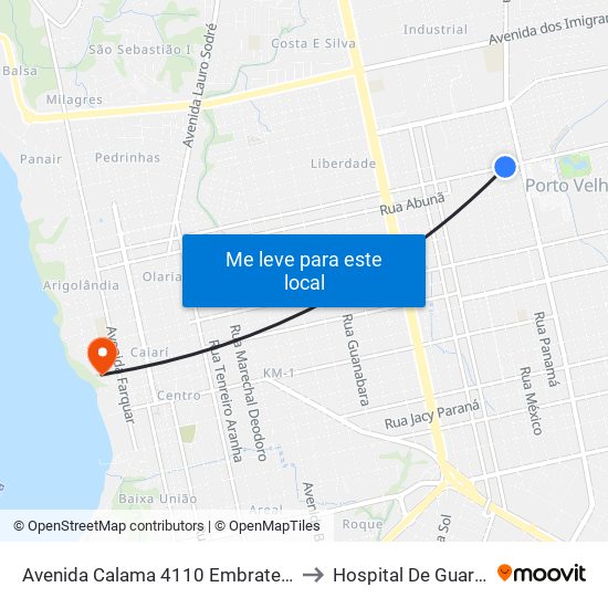 Avenida Calama 4110 Embratel Porto Velho - Ro 78905-230 Brasil to Hospital De Guarnição De Porto Velho map