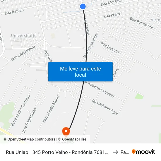 Rua Uniao 1345 Porto Velho - Rondônia 76813 Brasil to Faro map