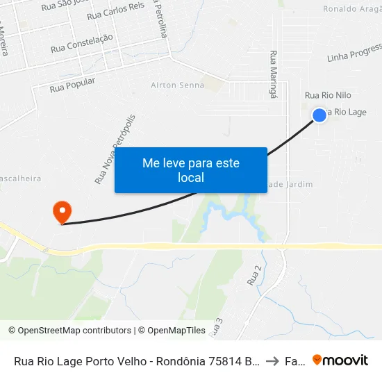 Rua Rio Lage Porto Velho - Rondônia 75814 Brasil to Faro map