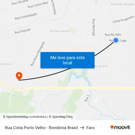 Rua Cotia Porto Velho - Rondônia Brasil to Faro map
