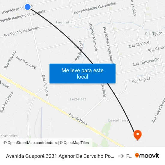 Avenida Guaporé 3231 Agenor De Carvalho Porto Velho - Ro 78910-331 Brasil to Faro map