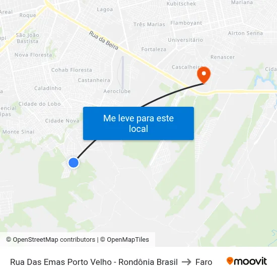 Rua Das Emas Porto Velho - Rondônia Brasil to Faro map