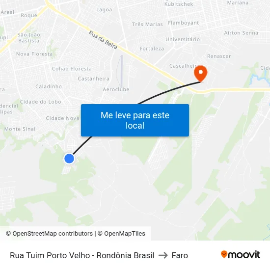 Rua Tuim Porto Velho - Rondônia Brasil to Faro map