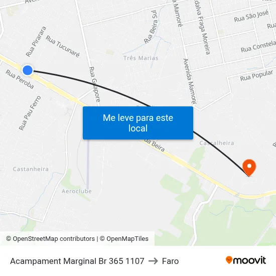 Acampament Marginal Br 365 1107 to Faro map