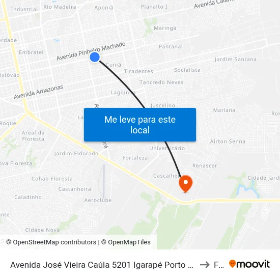 Avenida José Vieira Caúla 5201 Igarapé Porto Velho - Ro 78909-540 Brasil to Faro map