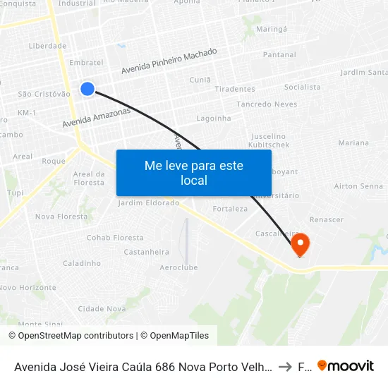 Avenida José Vieira Caúla 686 Nova Porto Velho Porto Velho - Ro 78905-240 Brasil to Faro map