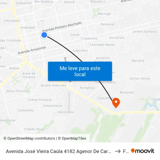 Avenida José Vieira Caúla 4182 Agenor De Carvalho Porto Velho - Ro 78909-490 Brasil to Faro map