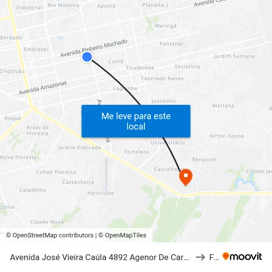 Avenida José Vieira Caúla 4892 Agenor De Carvalho Porto Velho - Ro 78909-490 Brasil to Faro map