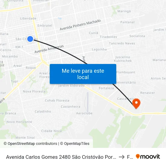 Avenida Carlos Gomes 2480 São Cristóvão Porto Velho - Ro 78901-200 Brasil to Faro map