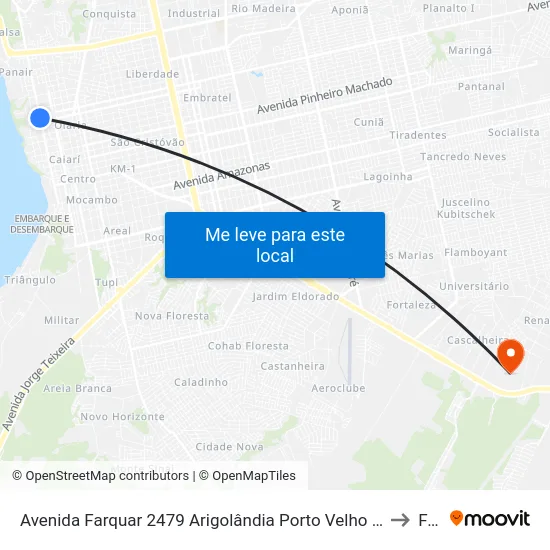 Avenida Farquar 2479 Arigolândia Porto Velho - Ro 76801-189 Brasil to Faro map