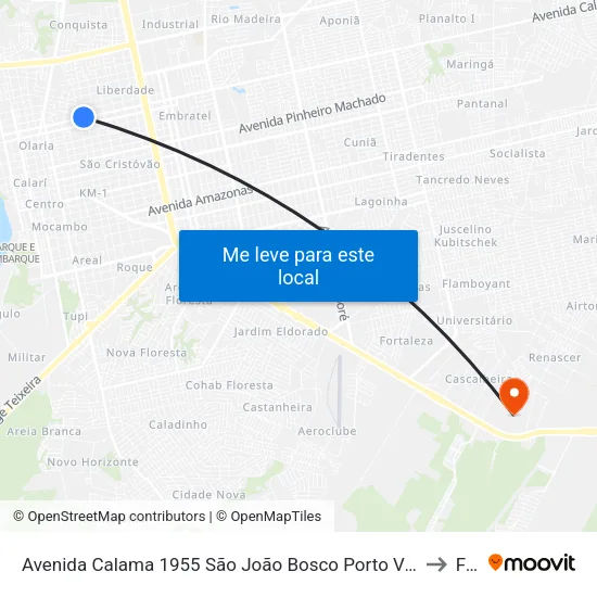 Avenida Calama 1955 São João Bosco Porto Velho - Ro 78904-100 Brasil to Faro map