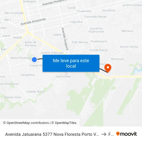 Avenida Jatuarana 5377 Nova Floresta Porto Velho - Ro 78911-310 Brasil to Faro map