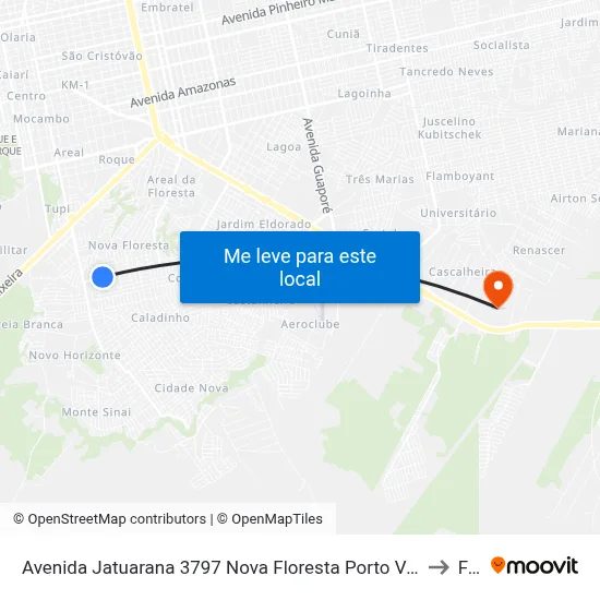 Avenida Jatuarana 3797 Nova Floresta Porto Velho - Ro 76807-124 Brasil to Faro map
