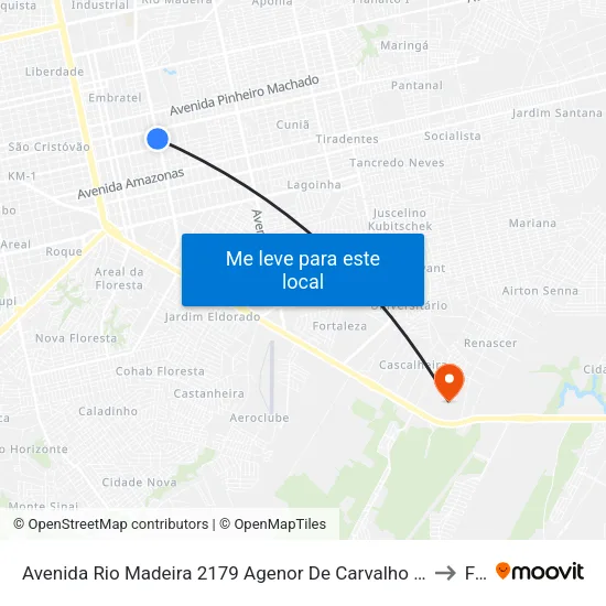 Avenida Rio Madeira 2179 Agenor De Carvalho Porto Velho - Ro 78906-520 Brasil to Faro map