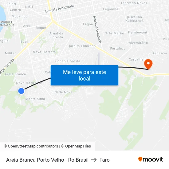 Areia Branca Porto Velho - Ro Brasil to Faro map