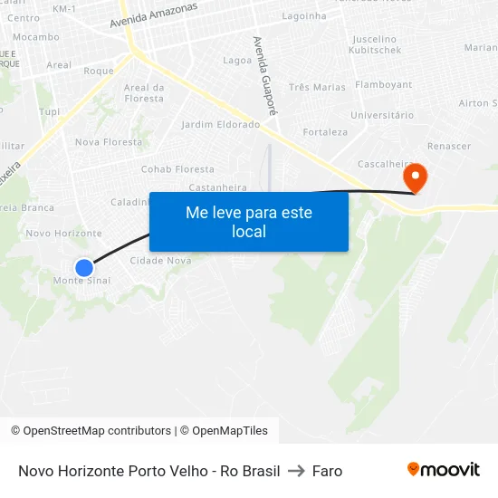 Novo Horizonte Porto Velho - Ro Brasil to Faro map