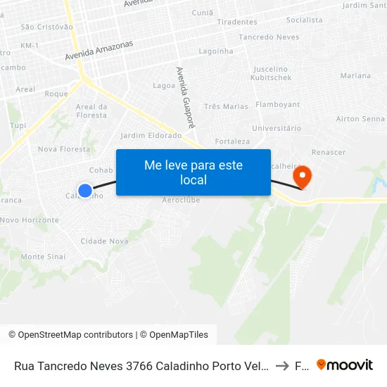 Rua Tancredo Neves 3766 Caladinho Porto Velho - Ro 78913-050 Brasil to Faro map