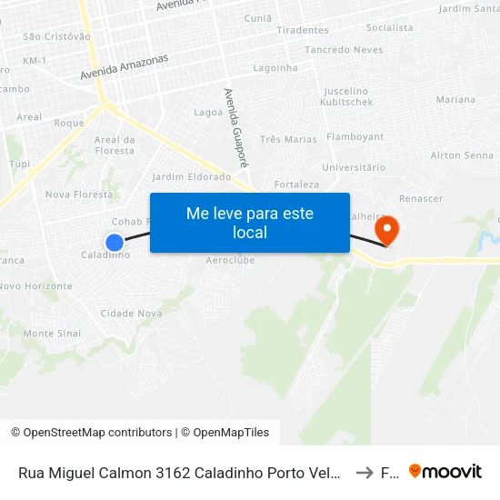 Rua Miguel Calmon 3162 Caladinho Porto Velho - Ro 76808-128 Brasil to Faro map