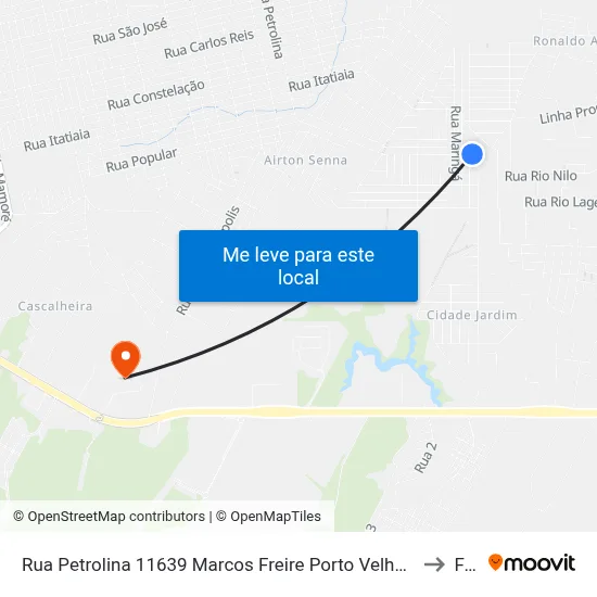 Rua Petrolina 11639 Marcos Freire Porto Velho - Ro 78920-370 Brasil to Faro map