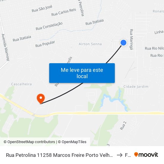 Rua Petrolina 11258 Marcos Freire Porto Velho - Ro 78920-370 Brasil to Faro map