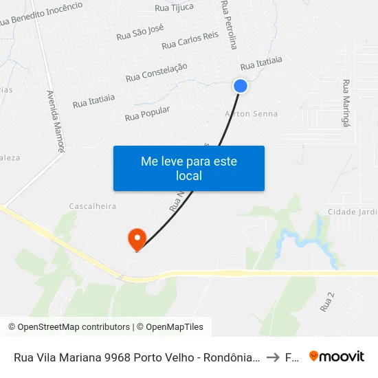 Rua Vila Mariana 9968 Porto Velho - Rondônia 76816 Brasil to Faro map