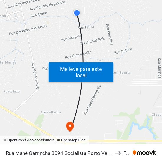 Rua Mané Garrincha 3094 Socialista Porto Velho - Ro 78910-057 Brasil to Faro map
