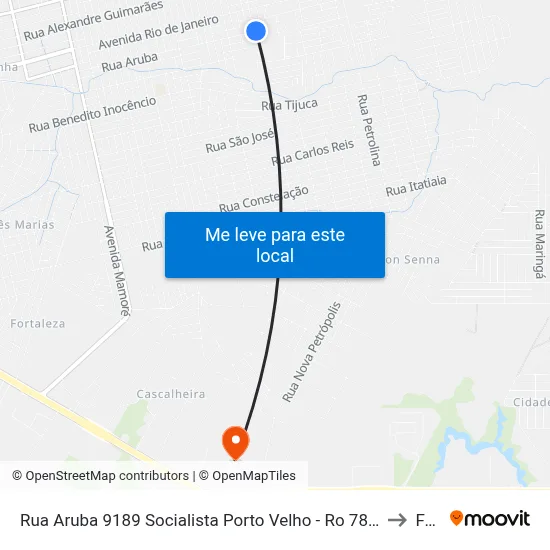 Rua Aruba 9189 Socialista Porto Velho - Ro 78910-521 Brasil to Faro map