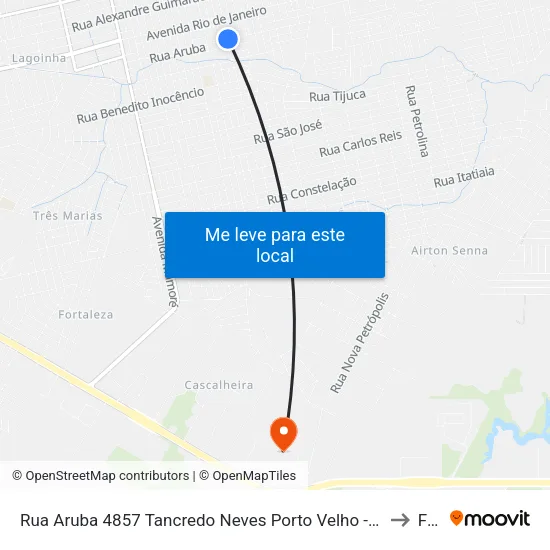 Rua Aruba 4857 Tancredo Neves Porto Velho - Ro 78910-521 Brasil to Faro map