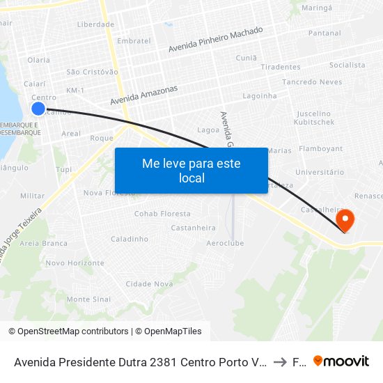 Avenida Presidente Dutra 2381 Centro Porto Velho - Rondônia 76081 Brasil to Faro map