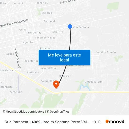 Rua Parancatú 4089 Jardim Santana Porto Velho - Ro 78907-634 Brasil to Faro map
