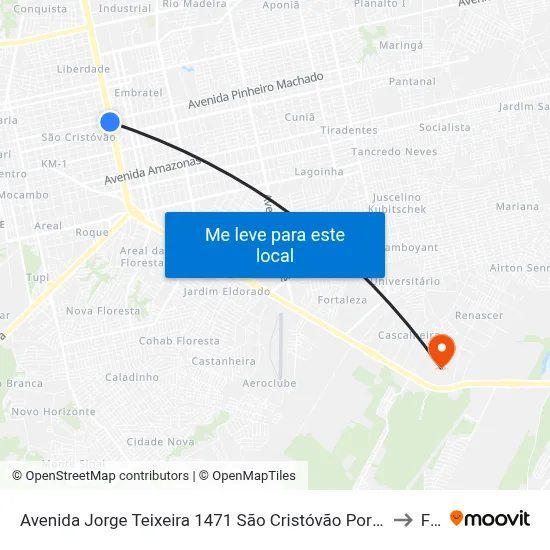 Avenida Jorge Teixeira 1471 São Cristóvão Porto Velho - Ro 76804-017 Brasil to Faro map