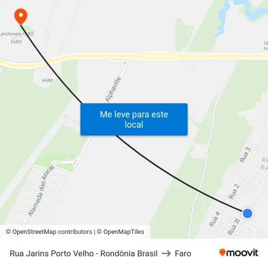 Rua Jarins Porto Velho - Rondônia Brasil to Faro map