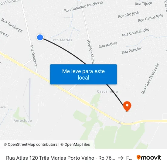 Rua Atlas 120 Três Marias Porto Velho - Ro 76812-652 Brasil to Faro map