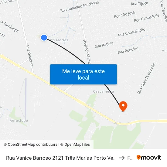 Rua Vanice Barroso 2121 Três Marias Porto Velho - Ro 76812-658 Brasil to Faro map