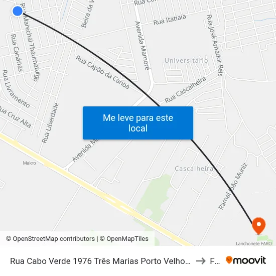 Rua Cabo Verde 1976 Três Marias Porto Velho - Ro 76812-514 Brasil to Faro map