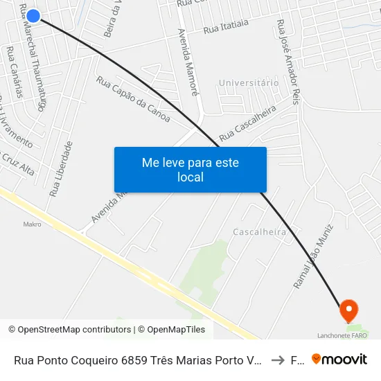 Rua Ponto Coqueiro 6859 Três Marias Porto Velho - Ro 76812-513 Brasil to Faro map